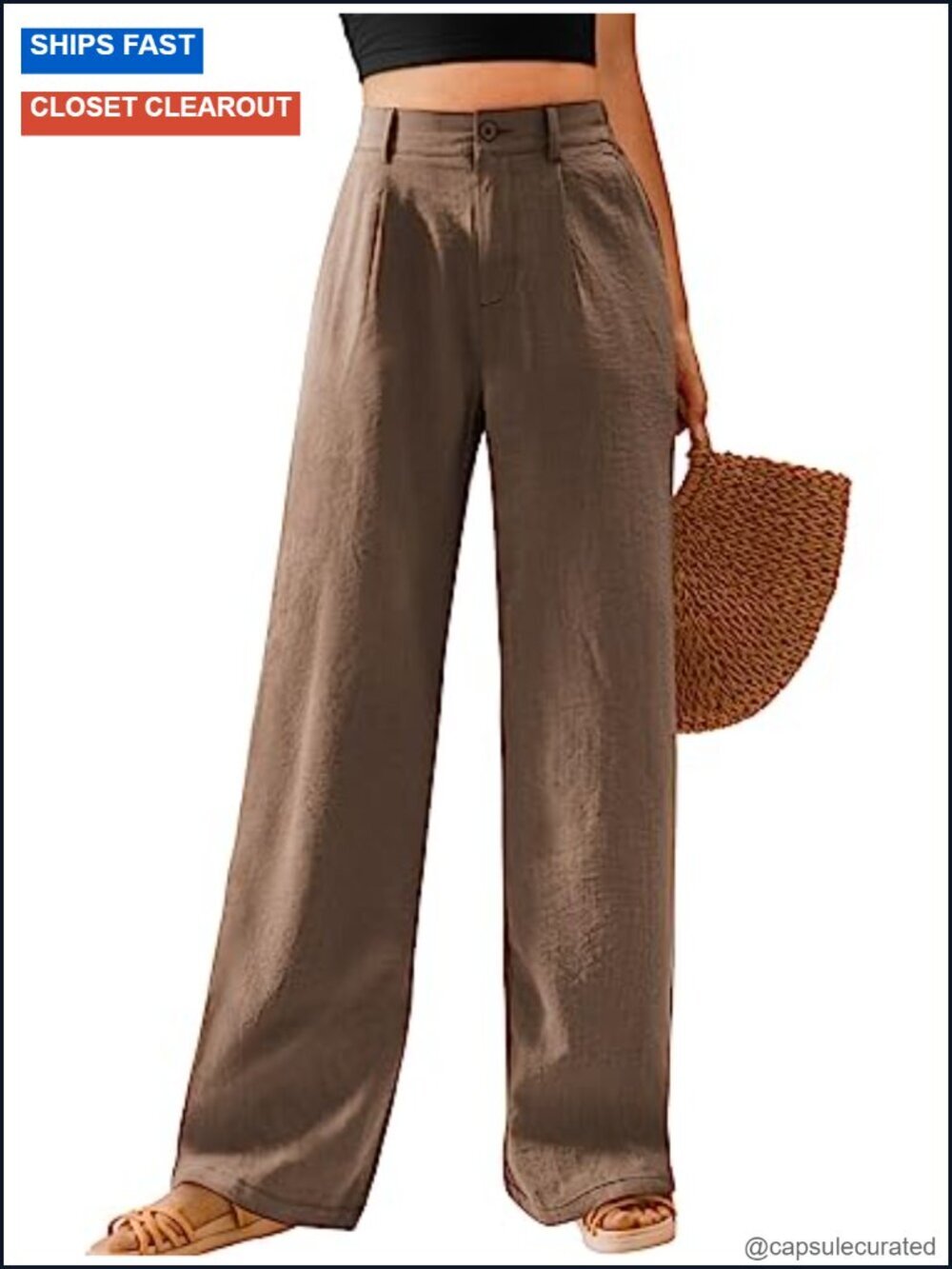 Wide Leg Palazzo Pants High Waisted Button Down Trousers